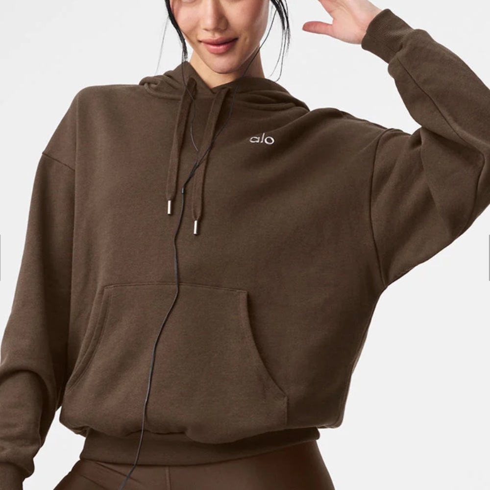 NWT Alo Yoga Accolade Hoodie Sweatshirt Espresso Brown XS